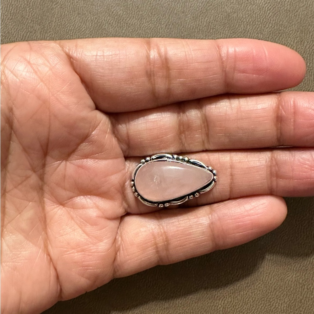 Rose Quartz 925 Sliver Plated Ring - Picture 10 of 10